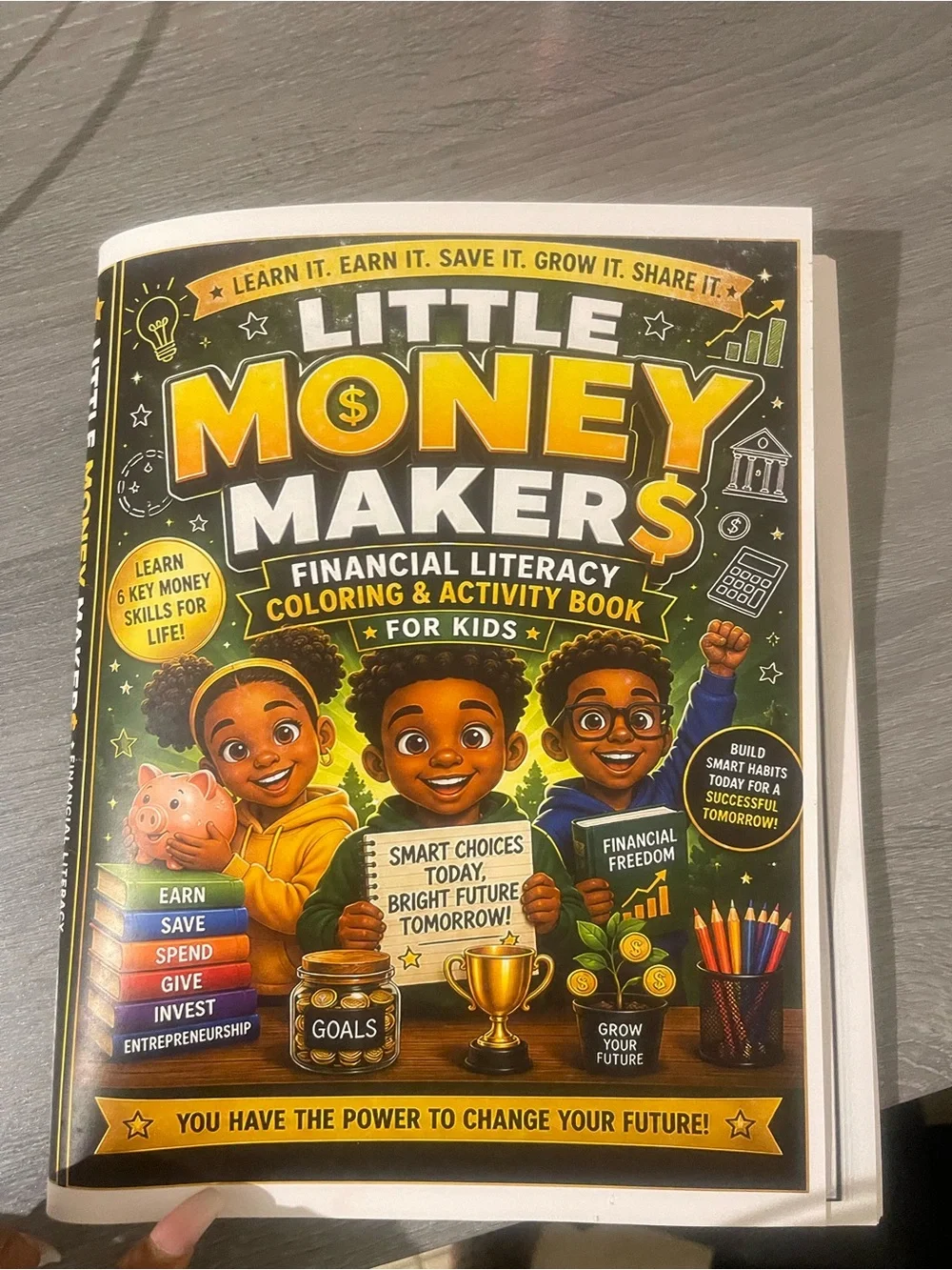 Financial Literacy Coloring & Activity Book - Yellow/Green
